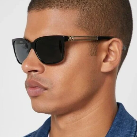 NEW Versace Black Grey Square Unisex Sunglasses - Picture 5 of 9